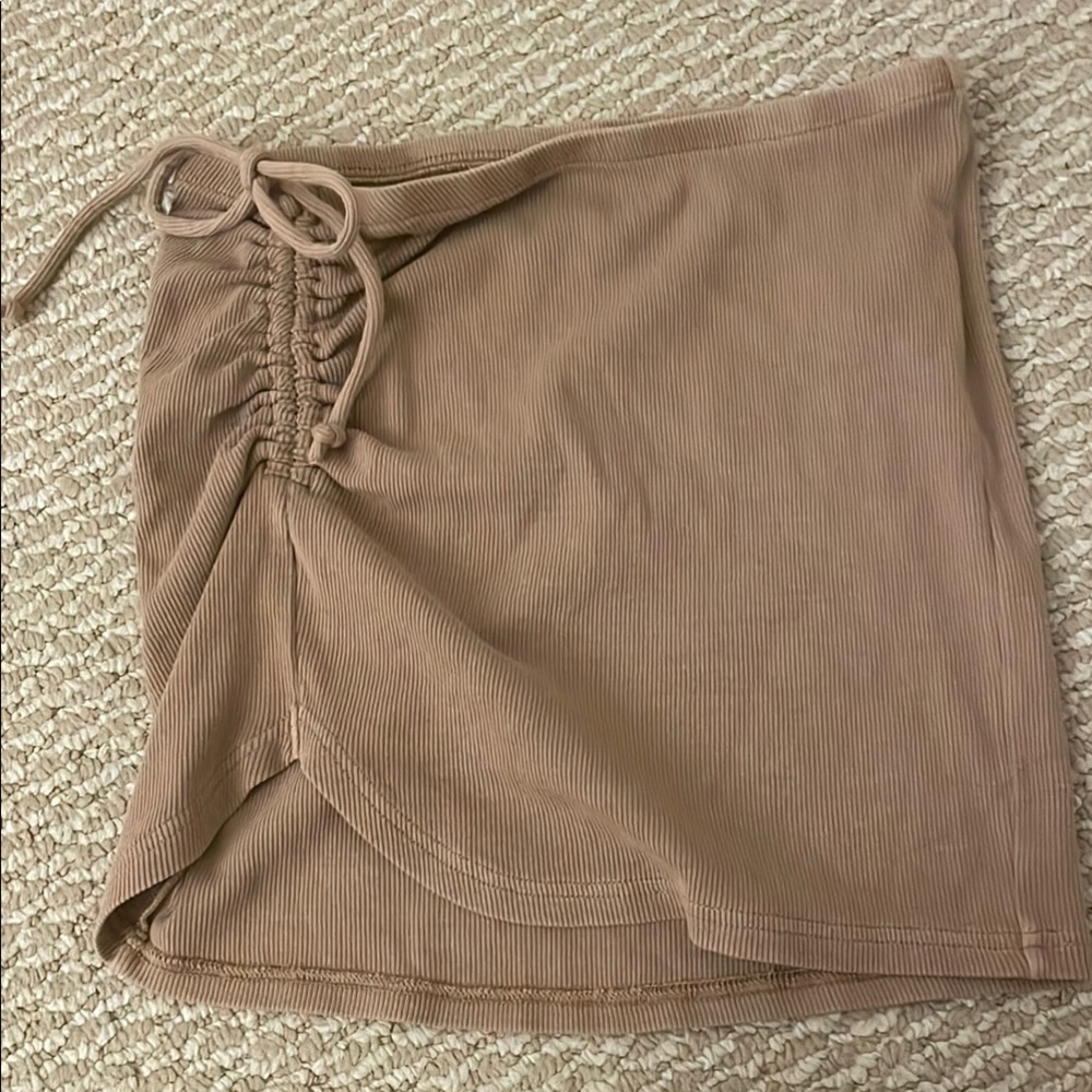 Bundle Price - $9, Aerie Tan Mini Skirt with Ruched Tie Front, Women’s Size XS